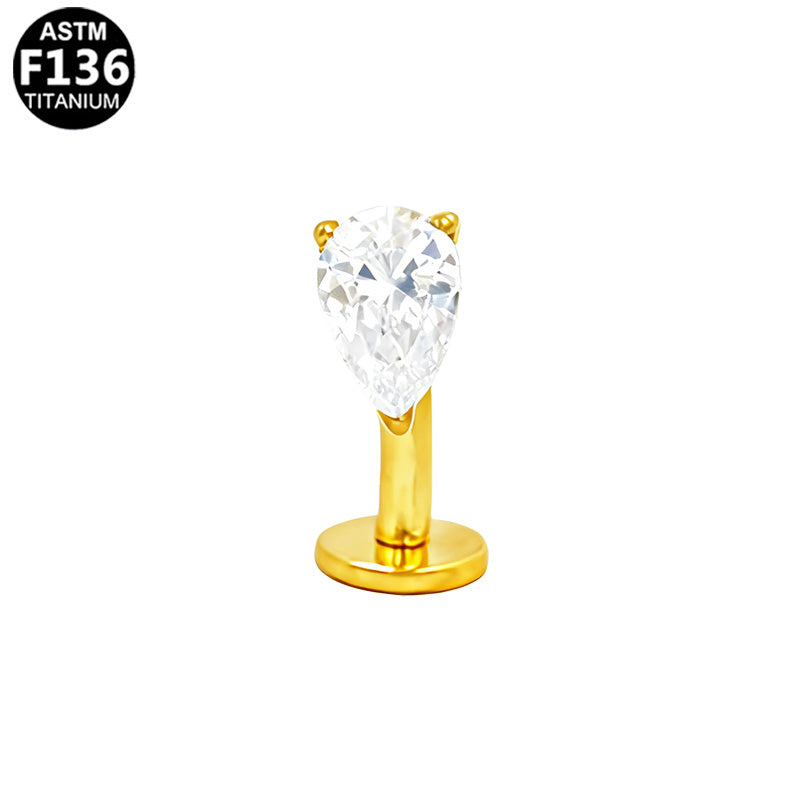Labret goutte zircon en titane doré