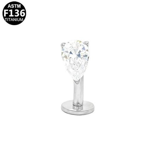 Labret goutte zircon en titane argenté