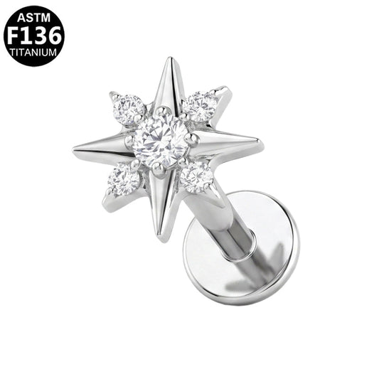 Piercing étoile polaire en titane argenté