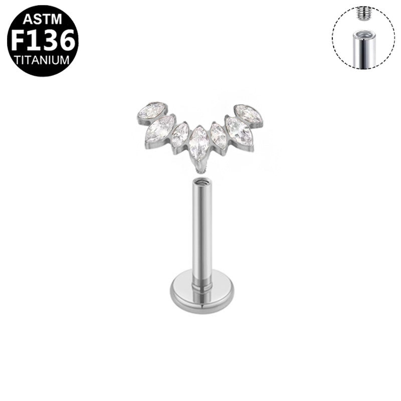 Piercing demi-couronne strass en titane argenté