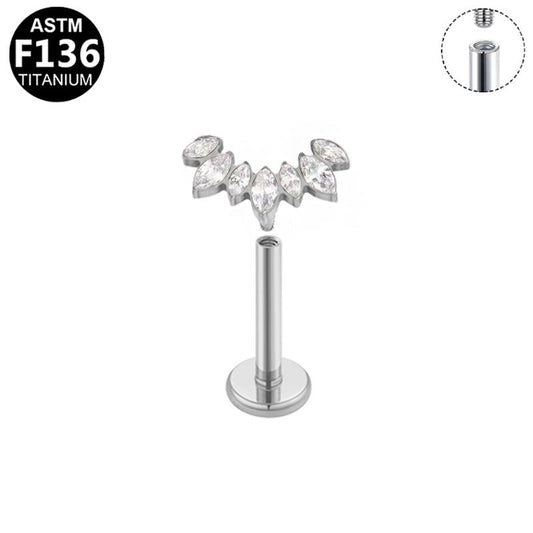 Piercing demi-couronne strass en titane argenté