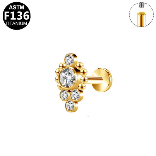 Piercing bouquet de bulles en titane doré