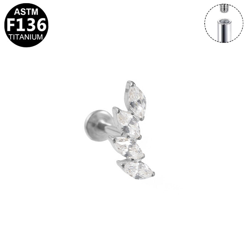 Piercing feuillage marquises en titane argenté