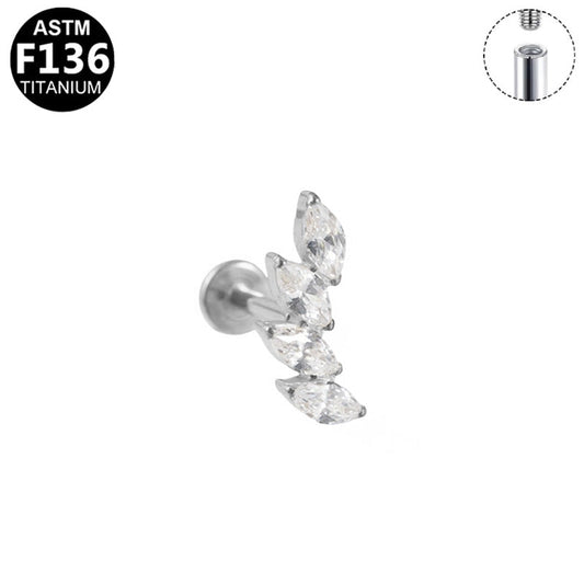 Piercing feuillage marquises en titane argenté