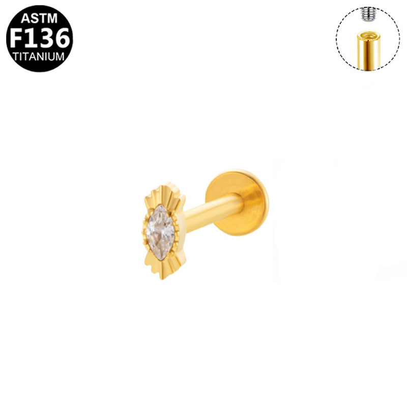 Piercing ovale rayonnant en titane doré