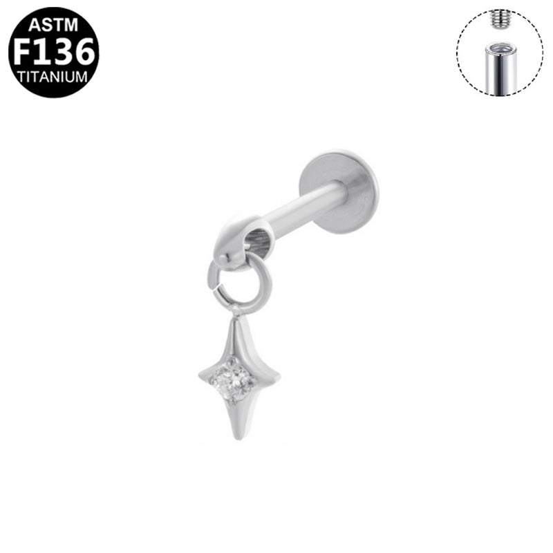 Piercing pendant étoile en titane argenté