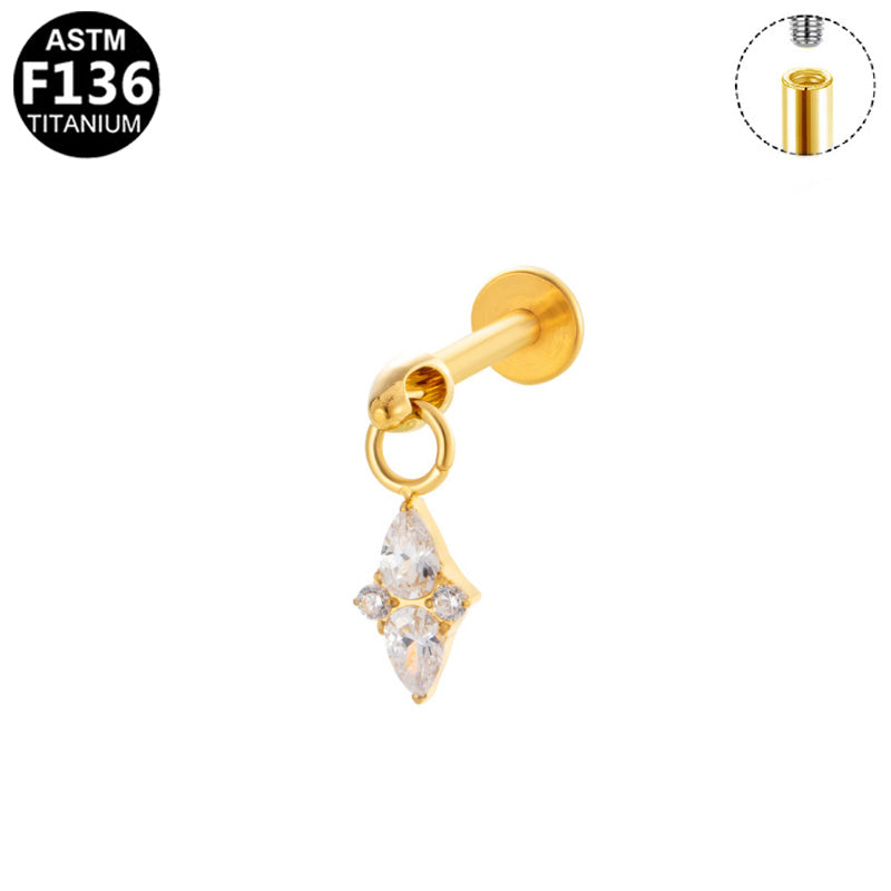 Piercing pendant losange en titane doré