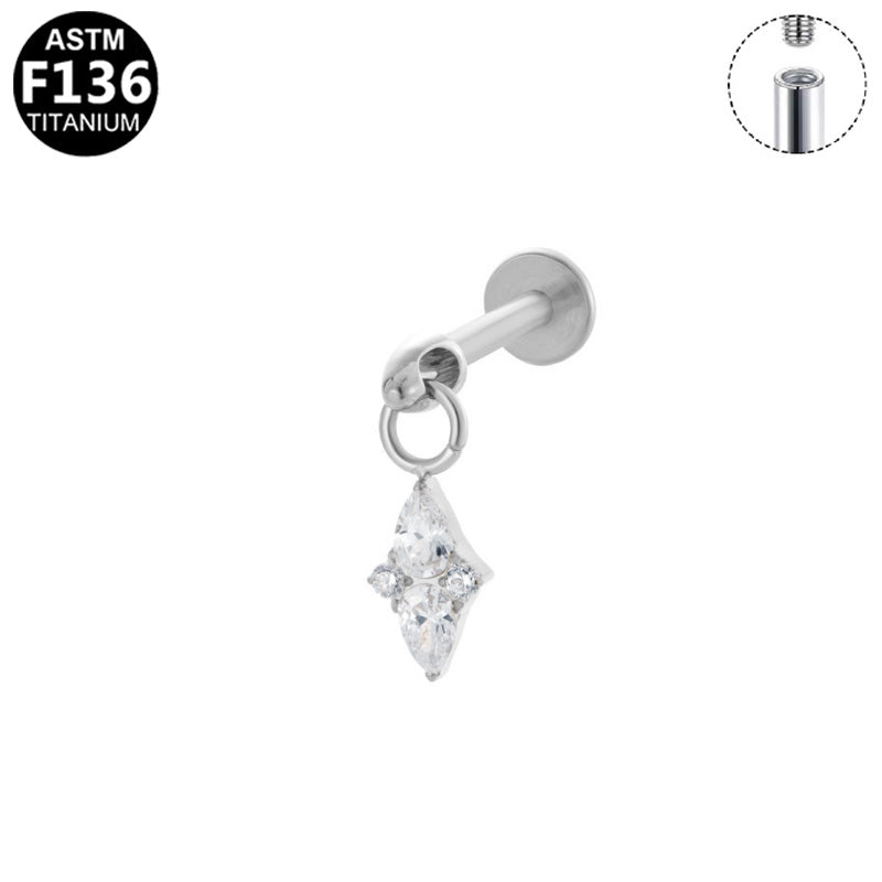 Piercing pendant losange en titane argenté