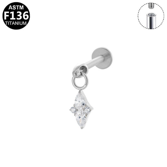 Piercing pendant losange en titane argenté
