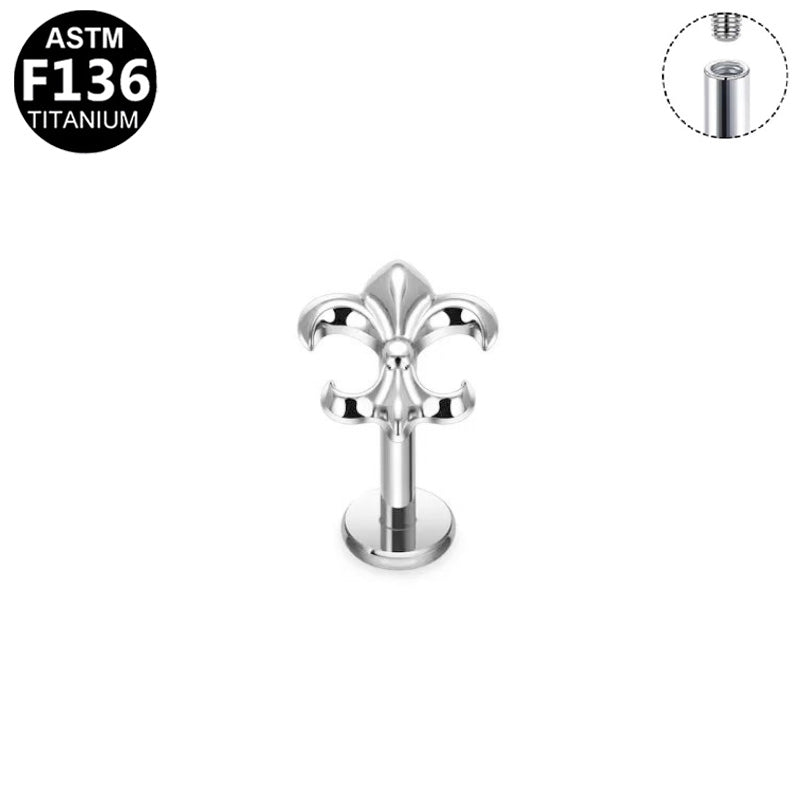 Piercing fleur de lys en titane argenté
