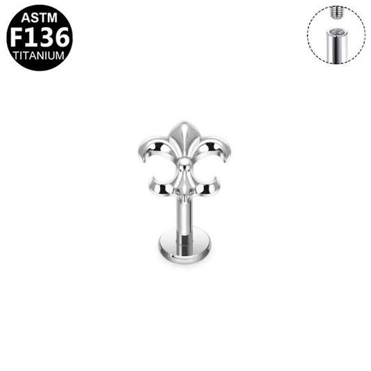 Piercing fleur de lys en titane argenté