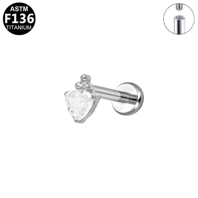 Piercing cœur zircon en titane argenté