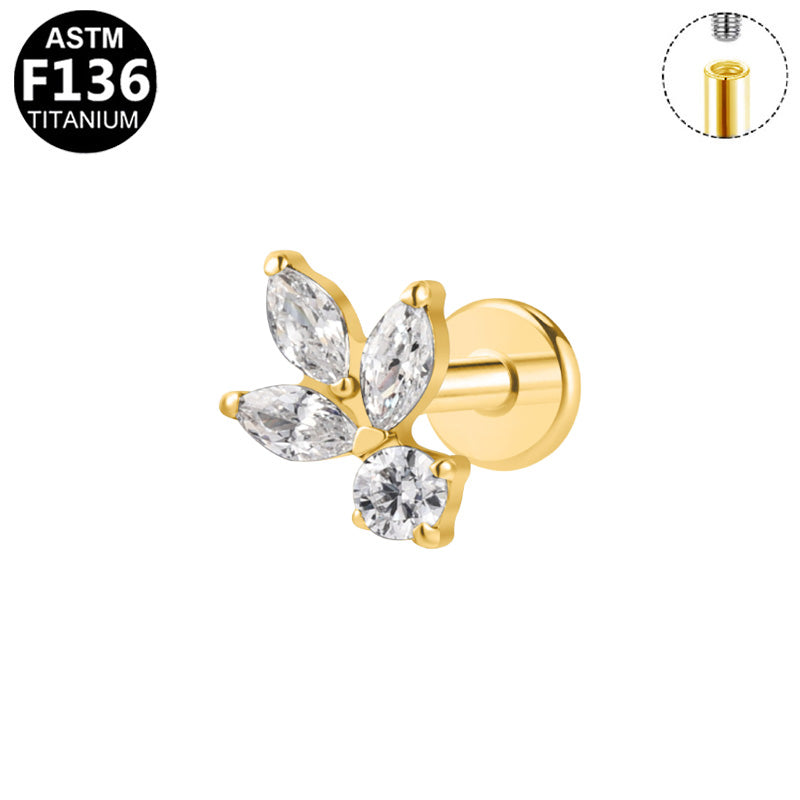 Piercing fleur de marquises en titane doré