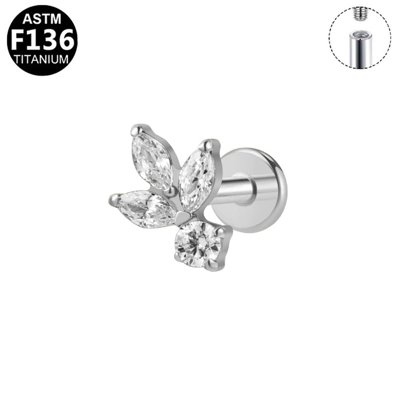 Piercing fleur de marquises en titane argenté