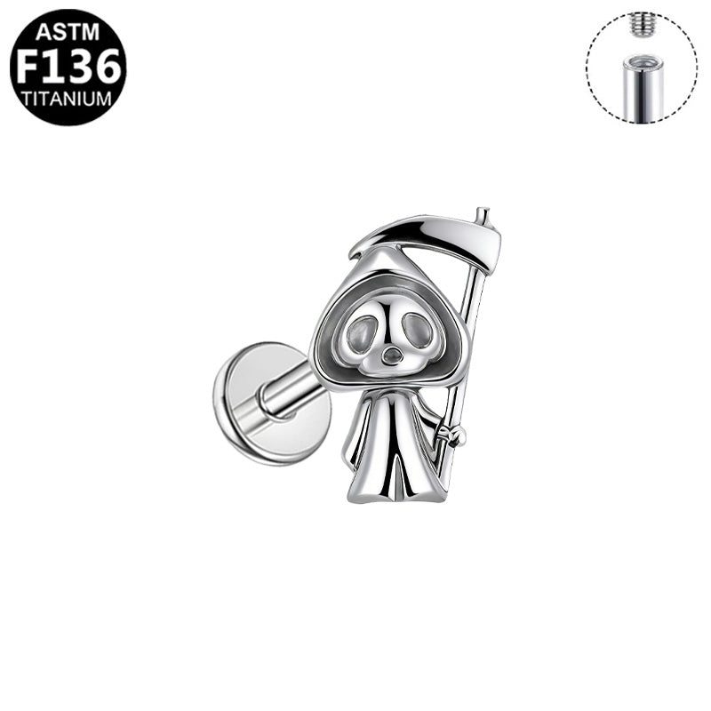 Piercing faucheuse en titane argenté