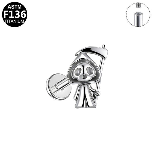 Piercing faucheuse en titane argenté