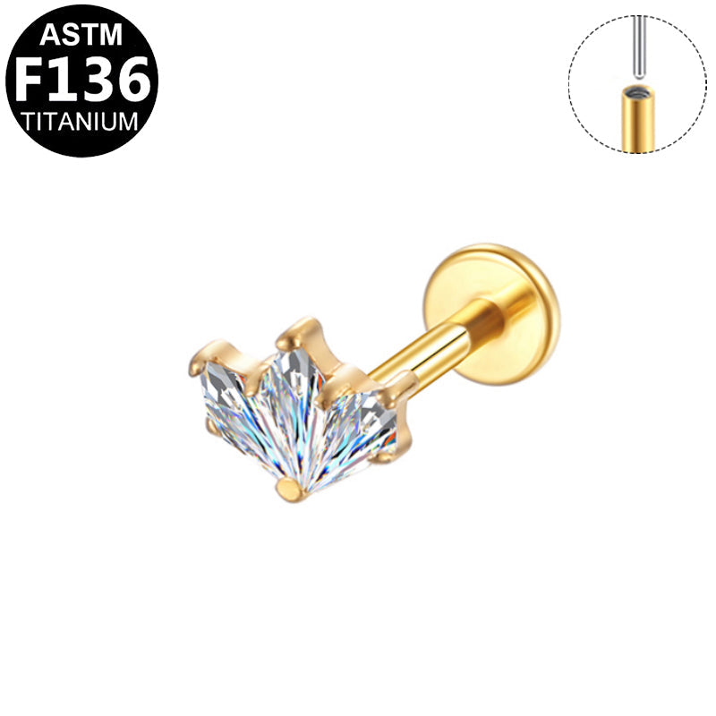Piercing bouton de lotus en titane doré