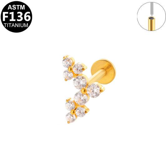 Piercing grappe zircons en titane doré
