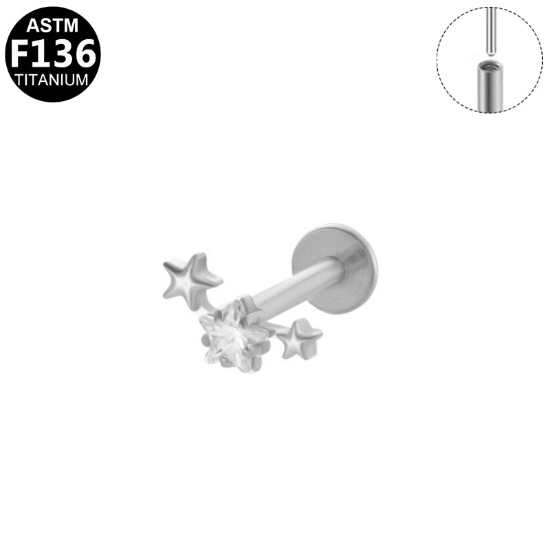 Piercing trio d'étoiles en titane argenté