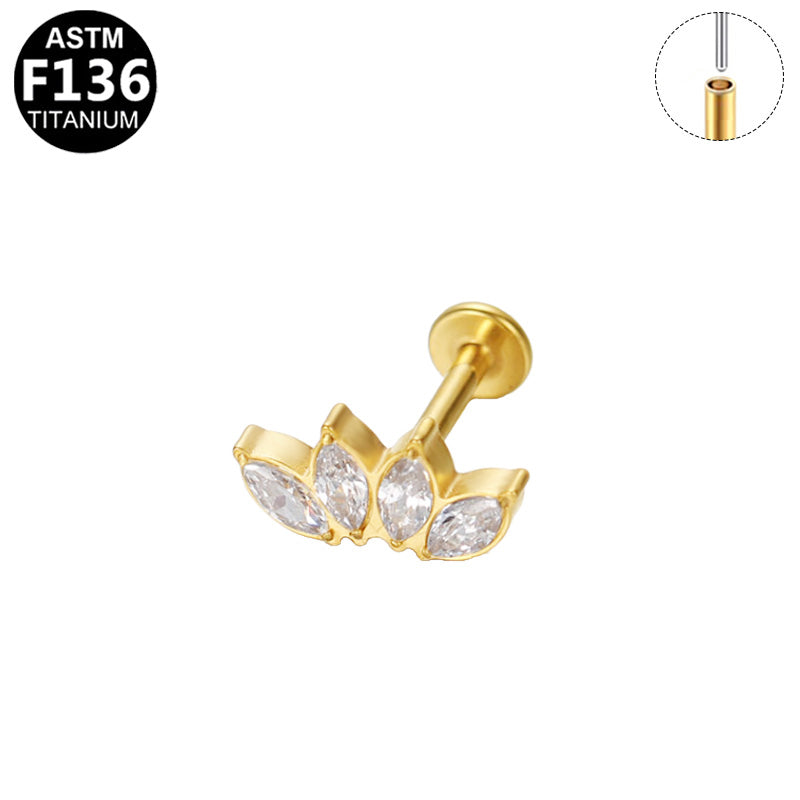 Piercing couronne lotus en titane doré