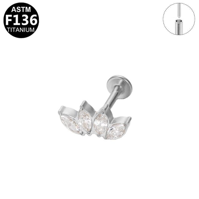 Piercing couronne lotus en titane argenté