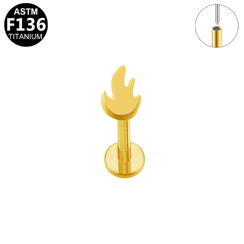 Piercing flamme en titane doré