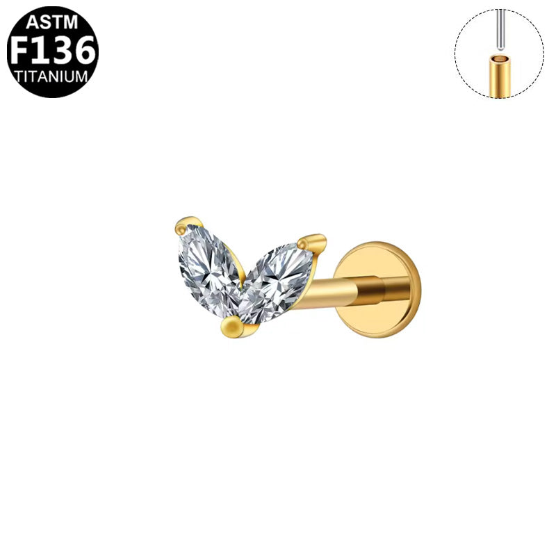 Piercing ailes marquises en titane doré