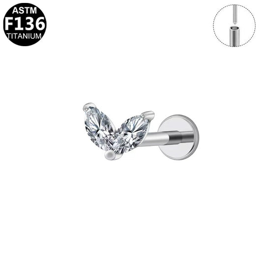 Piercing ailes marquises en titane argenté