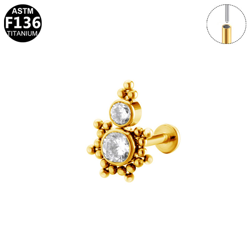 Piercing rosace vintage en titane doré