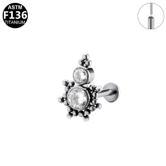 Piercing rosace vintage en titane argenté
