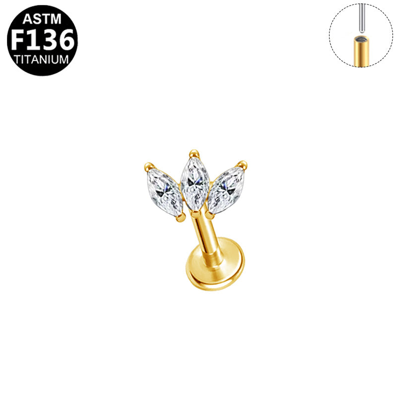 Piercing trident marquises en titane doré