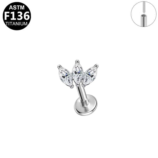 Piercing trident marquises en titane argenté