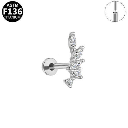 Piercing branche strass en titane argenté