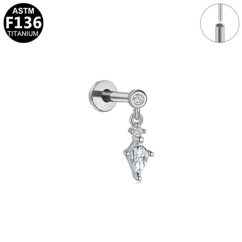 Piercing pendant étoile du nord (push-pin) en titane argenté