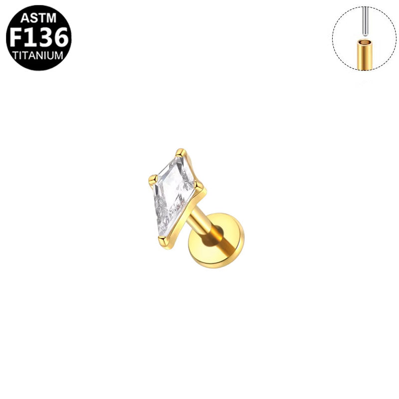 Piercing losange zircon en titane doré
