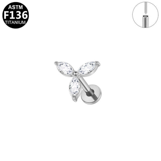 Piercing papillon marquises en titane argenté