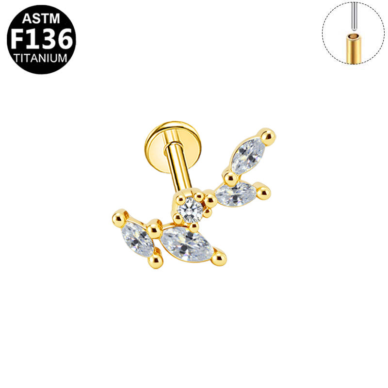 Piercing branche de marquises en titane doré