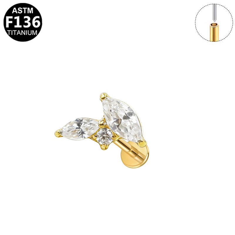 Piercing marquises croisées en titane doré