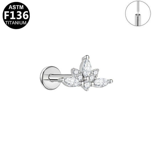 Piercing lotus marquises en titane argenté