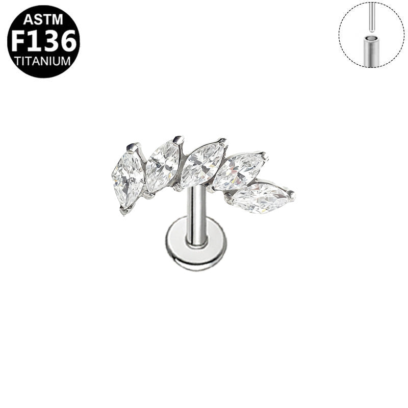 Piercing couronne de marquises en titane argenté