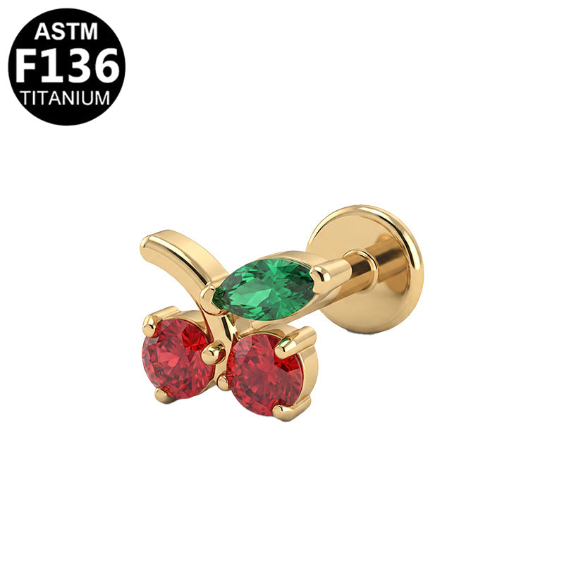 Piercing cerises en titane doré