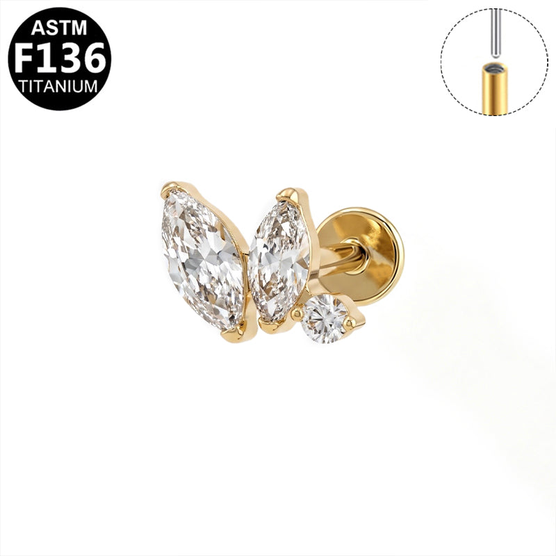 Piercing duo de marquises en titane doré