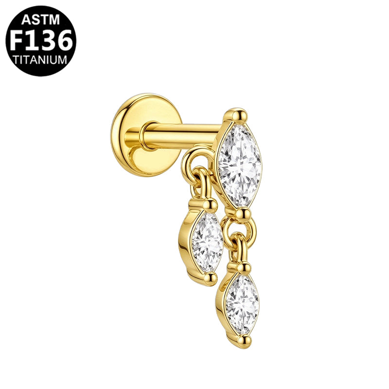 Piercing pendant marquises en titane doré