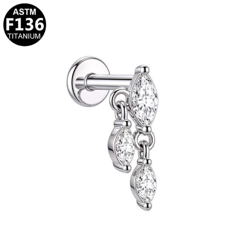 Piercing pendant marquises en titane argenté