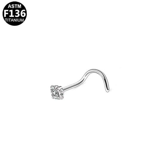 Piercing nez zircon en titane argenté