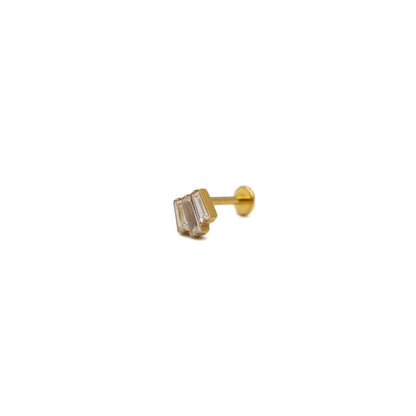 Piercing titane – 3 zirconiums alignés