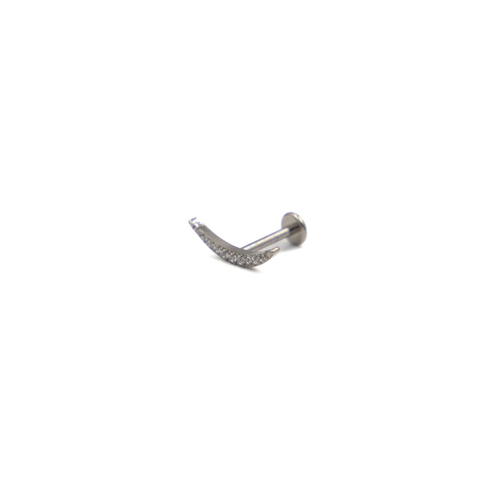 Piercing en titane doré – Arc fin serti de zirconiums