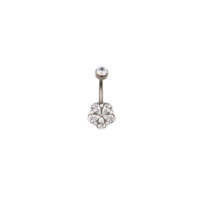Piercing nombril fleur strass en titane doré