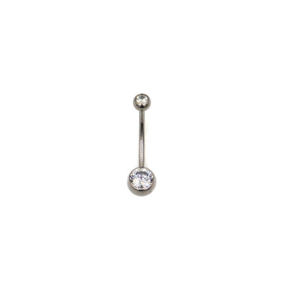 Piercing nombril double strass en titane doré