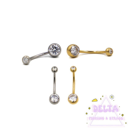 Piercing nombril double strass en titane